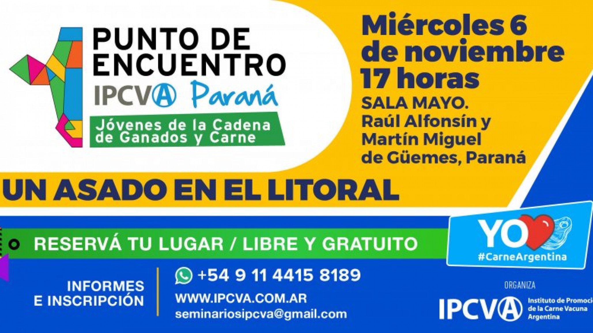 ¡Este 6 de noviembre llega un nuevo Punto de Encuentro Joven del IPCVA a Paraná!